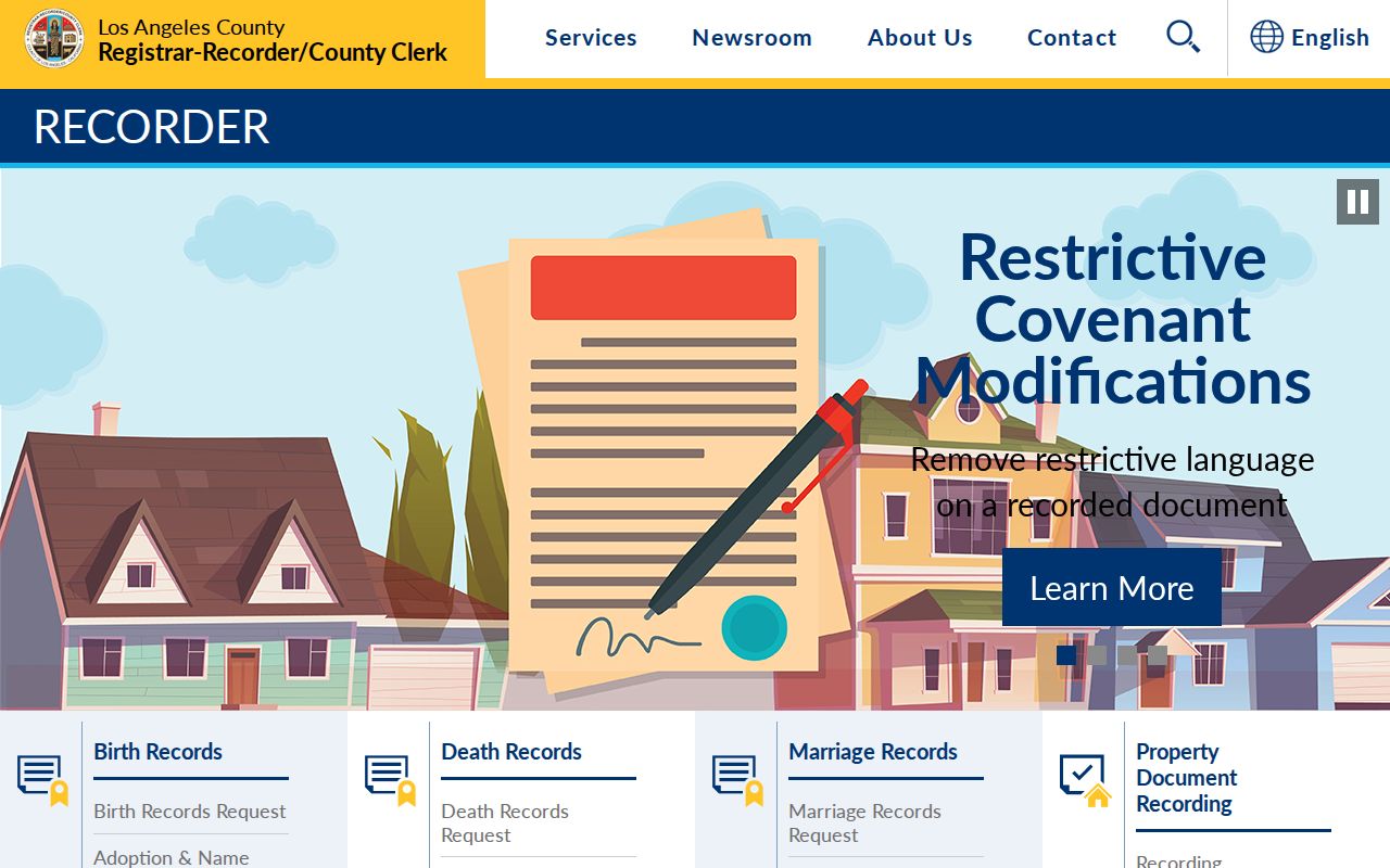 La Verne city directory view of Los Angeles County recorder services