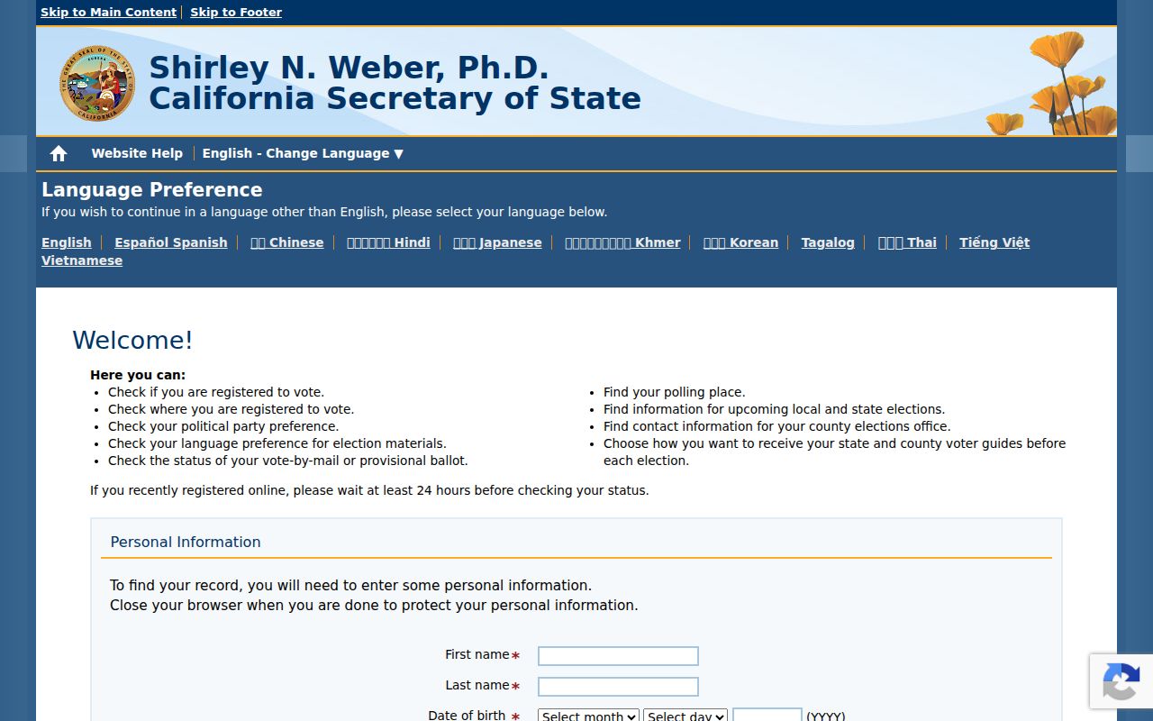 La Verne residents directory view of California My Voter Status lookup