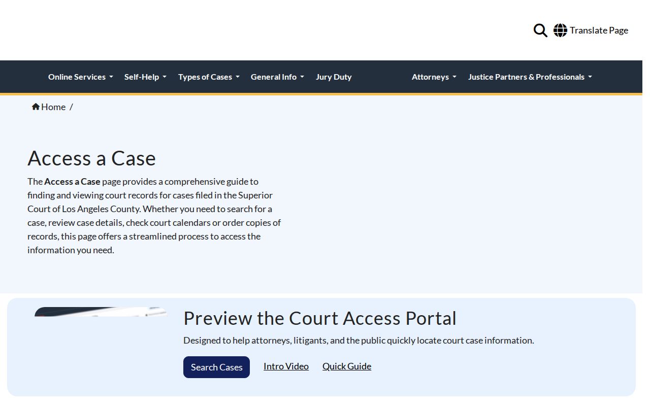 La Verne residents directory view of Los Angeles Superior Court case access