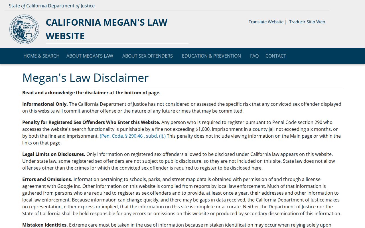 La Verne resident lookup view of the California Megan's Law public registry