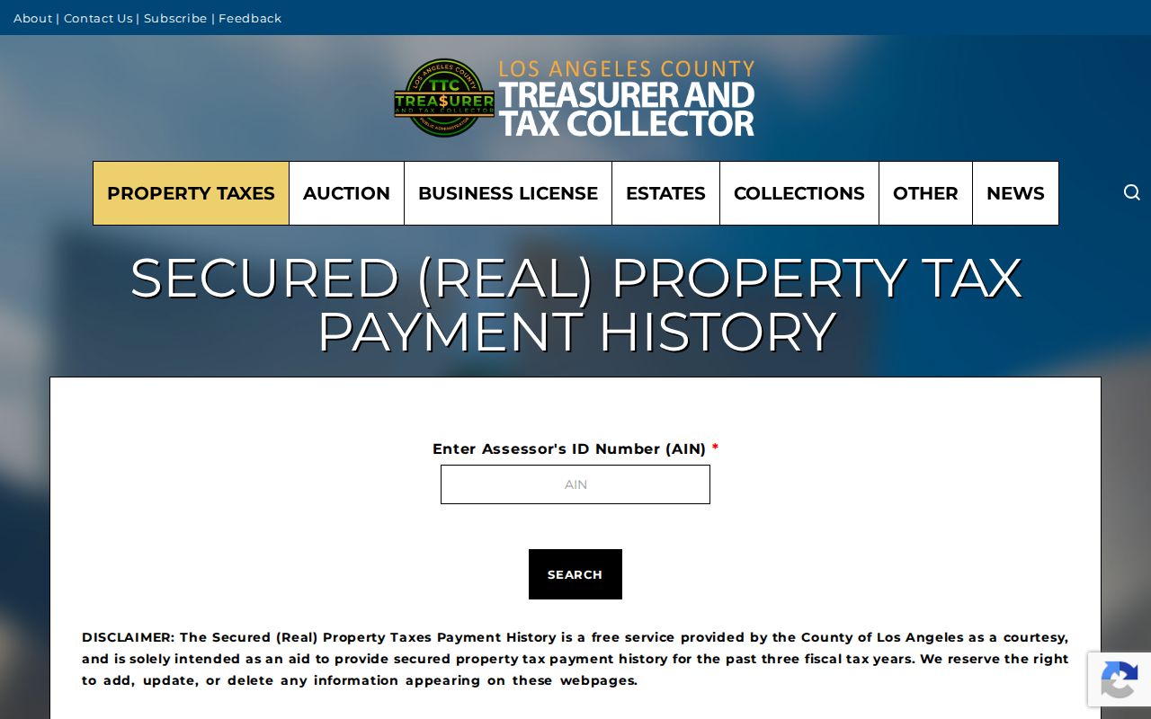 La Verne street directory view of Los Angeles County property-tax payment history by AIN